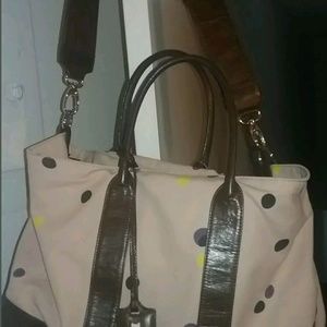 Marni Leather and fabric polka dot print bag